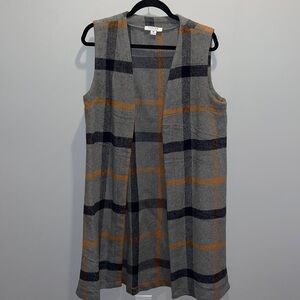 Favlux Long Vest Duster Gray Navy Orange